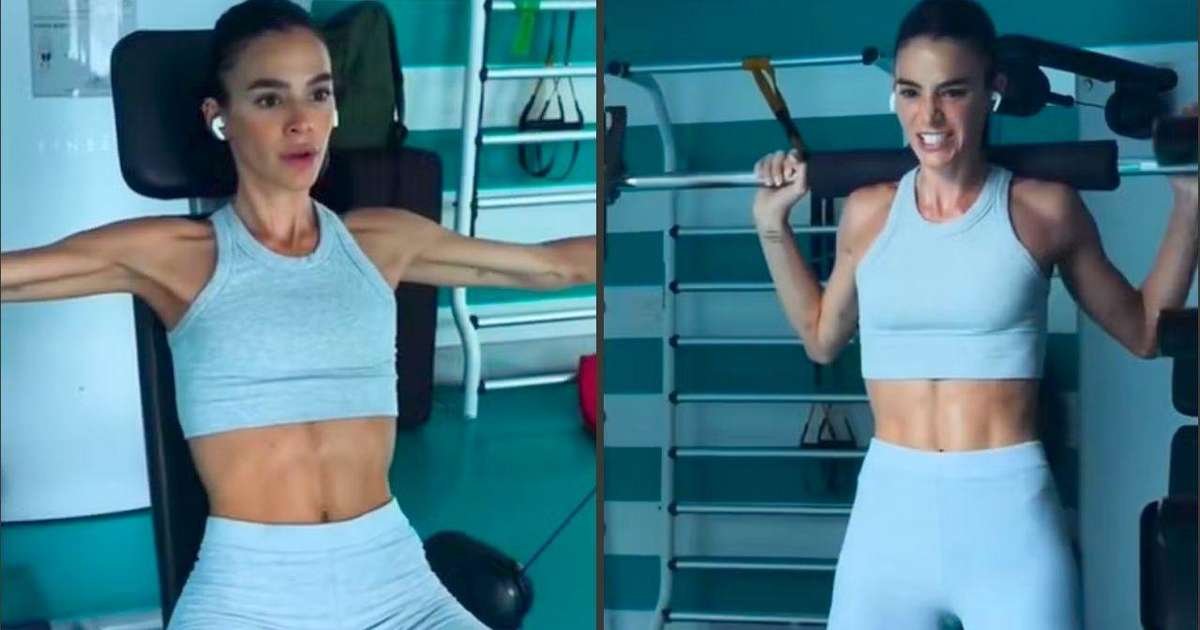 Bruna Marquezine exibindo seu abdômen definido após treino