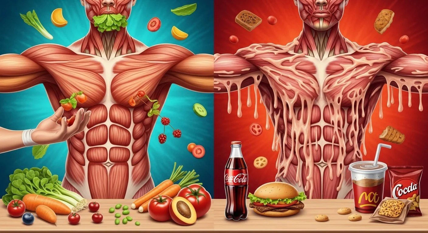 Alimentos ultraprocessados que afetam a saúde muscular e articular